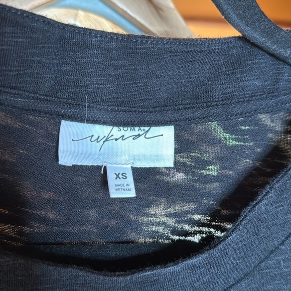 Soma Black Asymmetrical Short Sleeve T-Shirt Size XS Oversized - Picture 3 of 5